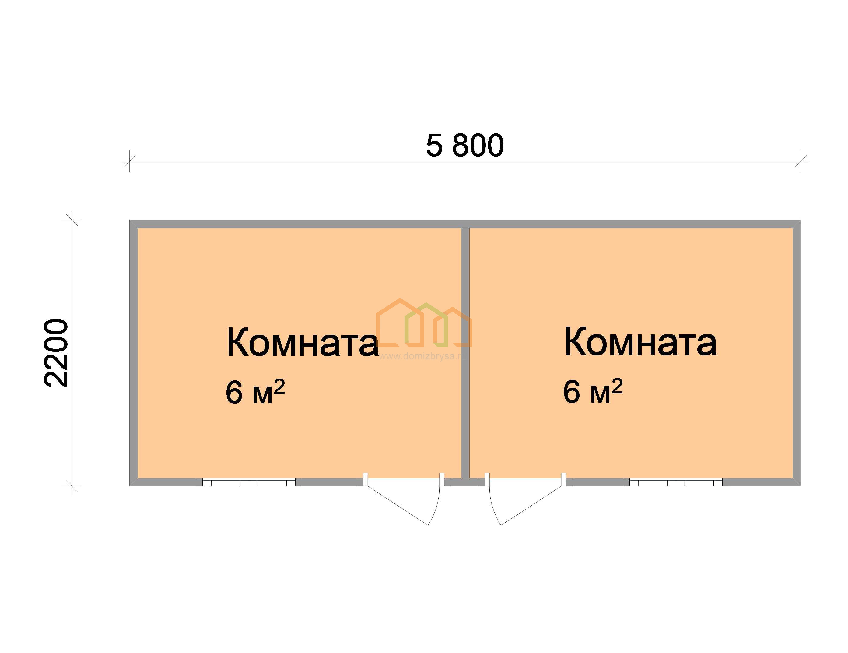 Дачная бытовка Василёк - 2 5.8x2.2 Площадь: 12.76 м² в готовом виде под  ключ в Волово и области